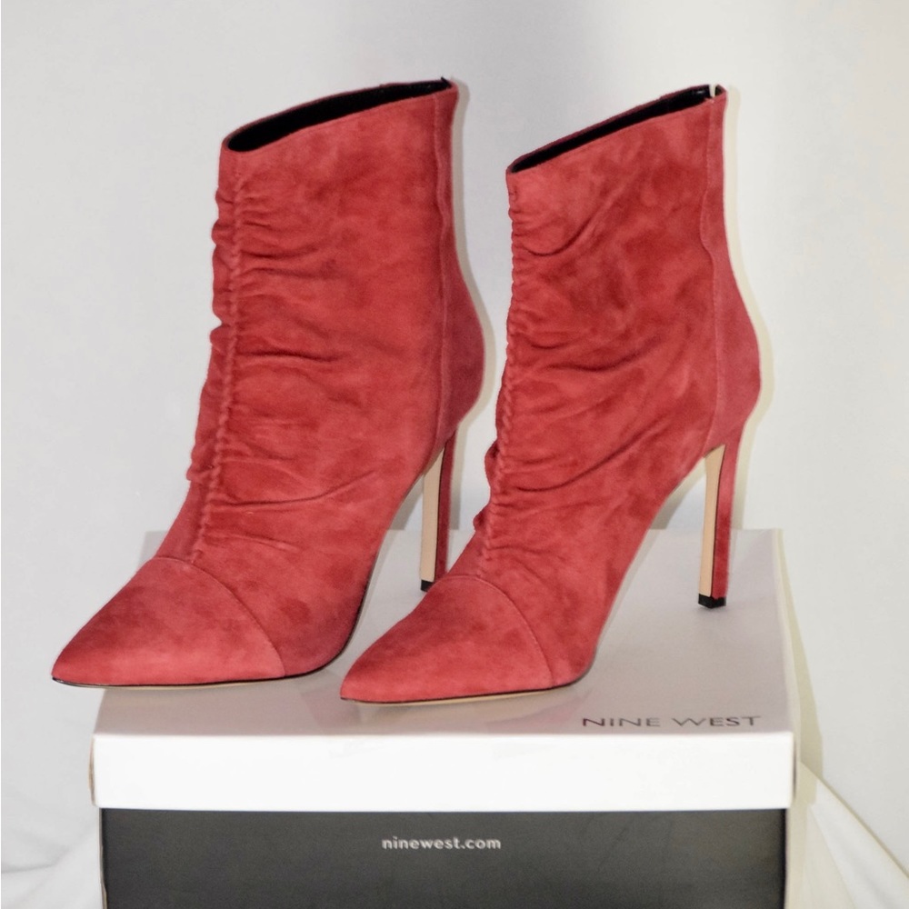 Red suede boots